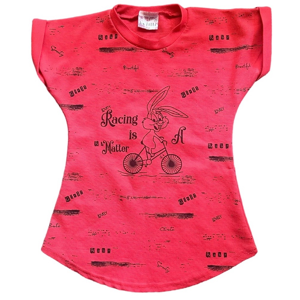 🎯 La Fille Girls Biking Rabbit Tshirt (Bundle Only Item)